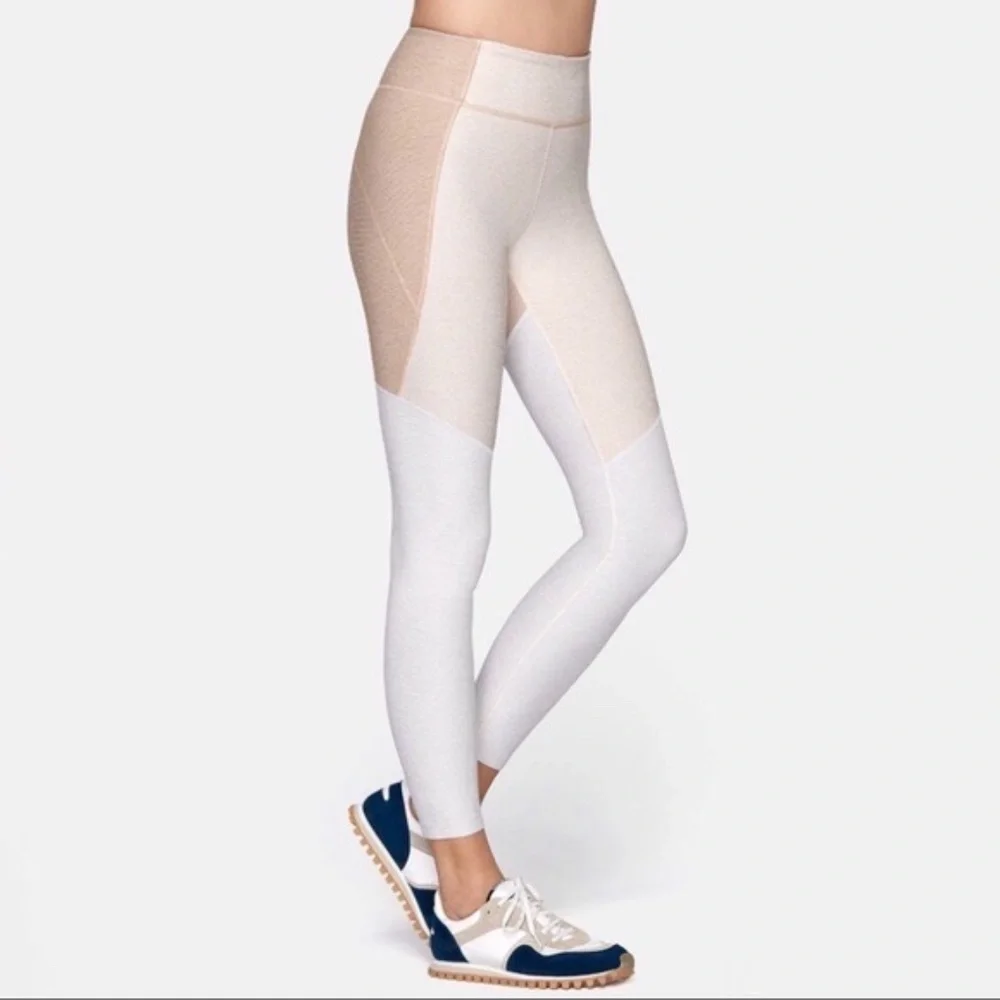 Outdoor Voices Women's 7/8 Tri-Tone Colorblock Leggings Oatmeal/Gray Size Small - Picture 1 of 13